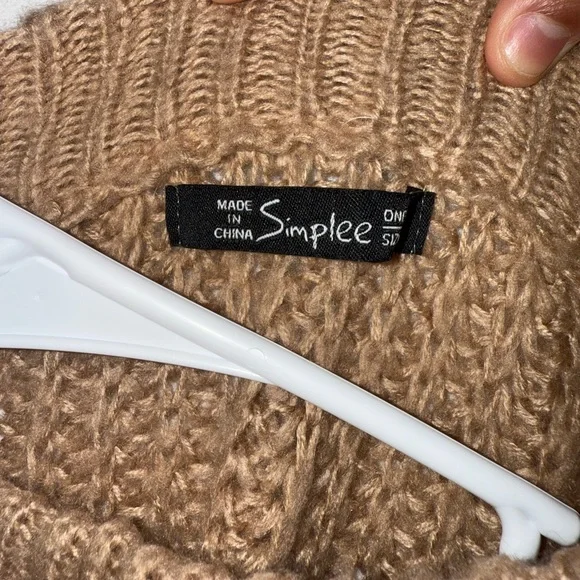 Batwing Sleeves Brown Knit Sweater - Picture 4 of 4